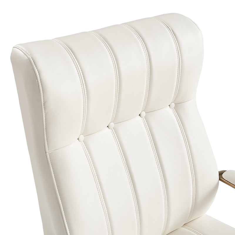 Fauteuil de bureau de direction en similicuir avec capitonnage à canaux et boutons, hauteur réglable, inclinaison et pivot | Ivoire / Caramel / Marron / Noir / Bleu marine / Sauge | Siège unique