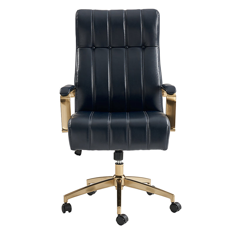 Fauteuil de bureau de direction en similicuir avec capitonnage à canaux et boutons, hauteur réglable, inclinaison et pivot | Ivoire / Caramel / Marron / Noir / Bleu marine / Sauge | Siège unique