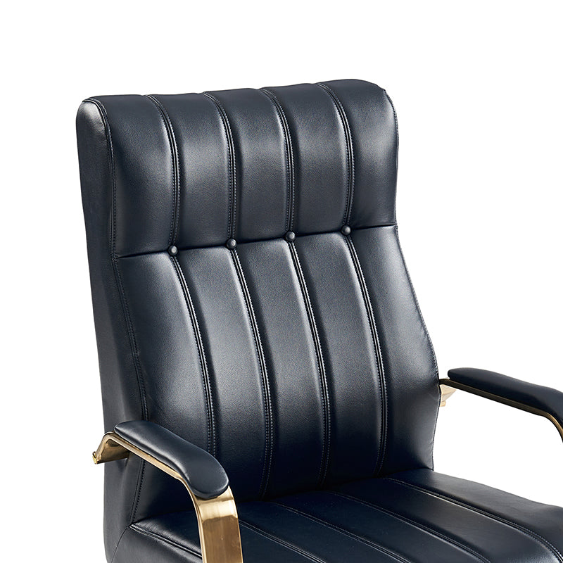 Fauteuil de bureau de direction en similicuir avec capitonnage à canaux et boutons, hauteur réglable, inclinaison et pivot | Ivoire / Caramel / Marron / Noir / Bleu marine / Sauge | Siège unique