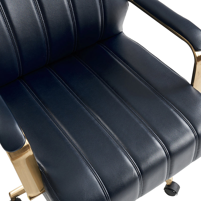 Fauteuil de bureau de direction en similicuir avec capitonnage à canaux et boutons, hauteur réglable, inclinaison et pivot | Ivoire / Caramel / Marron / Noir / Bleu marine / Sauge | Siège unique