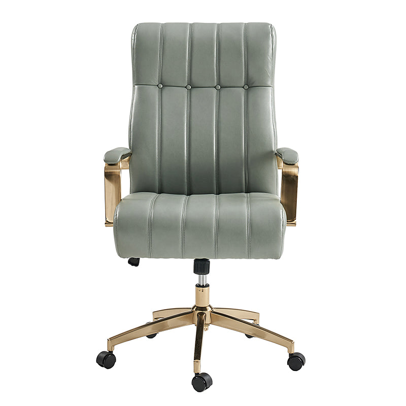 Fauteuil de bureau de direction en similicuir avec capitonnage à canaux et boutons, hauteur réglable, inclinaison et pivot | Ivoire / Caramel / Marron / Noir / Bleu marine / Sauge | Siège unique