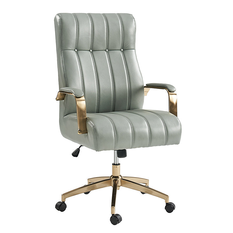 Fauteuil de bureau de direction en similicuir avec capitonnage à canaux et boutons, hauteur réglable, inclinaison et pivot | Ivoire / Caramel / Marron / Noir / Bleu marine / Sauge | Siège unique