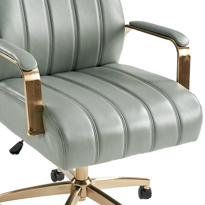 Fauteuil de bureau de direction en similicuir avec capitonnage à canaux et boutons, hauteur réglable, inclinaison et pivot | Ivoire / Caramel / Marron / Noir / Bleu marine / Sauge | Siège unique
