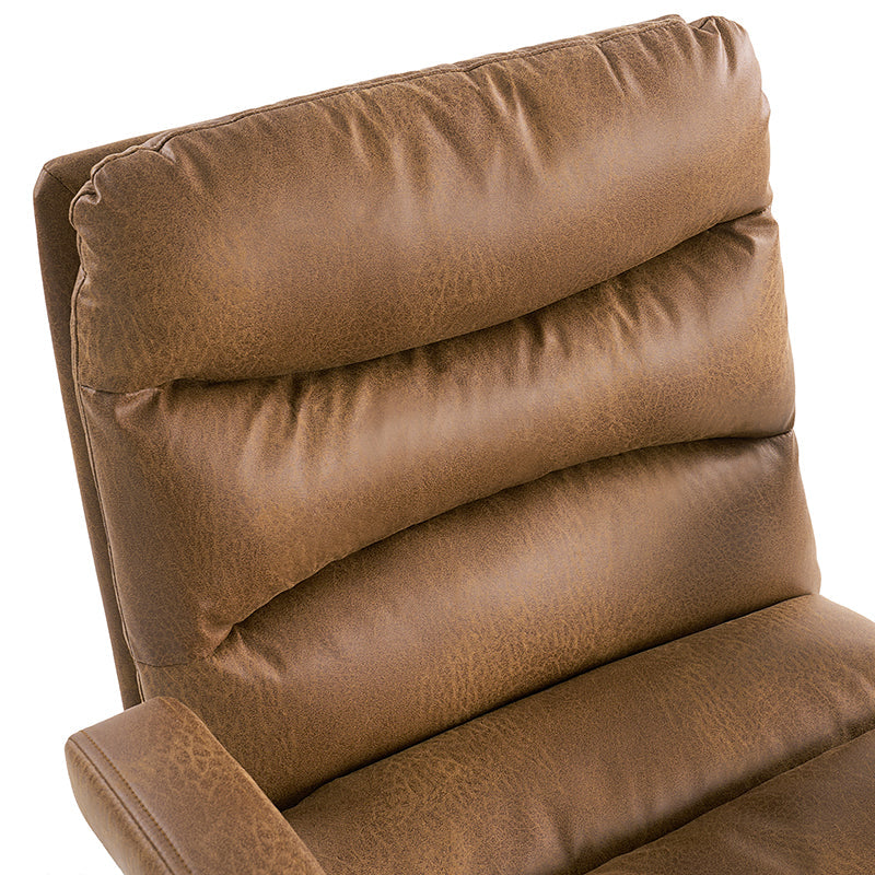 Chaise de bureau ergonomique en similicuir avec hauteur réglable, pivotante et pieds en métal noir | Sauge / Camel / Noir / Vert | Siège individuel