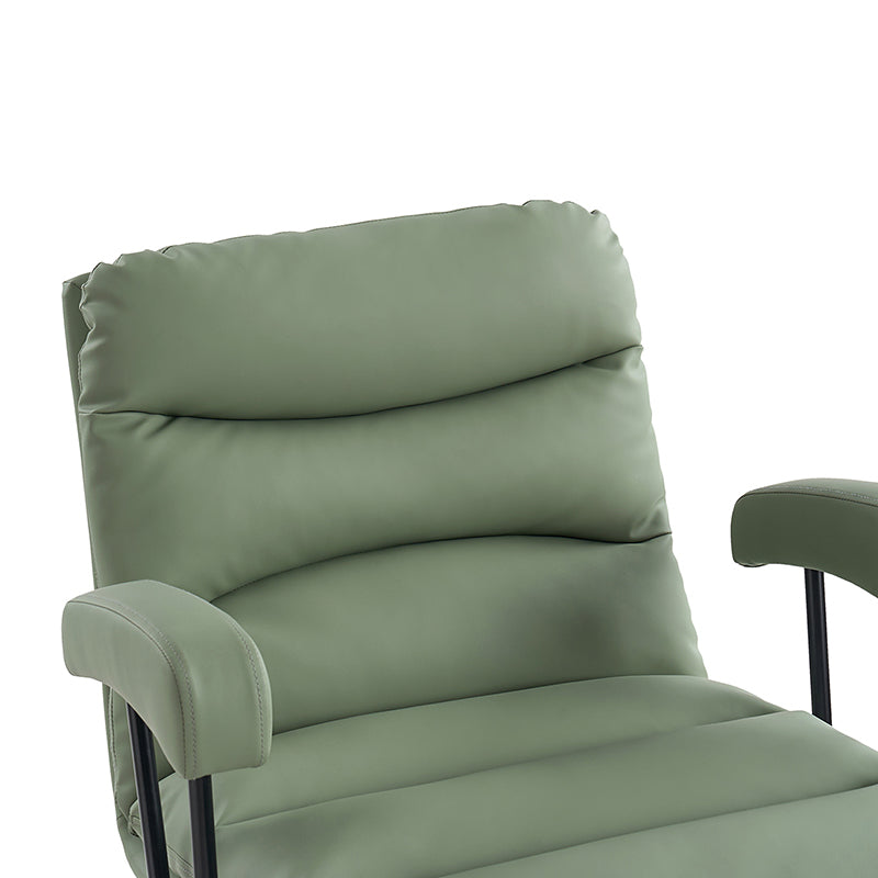 Chaise de bureau ergonomique en similicuir avec hauteur réglable, pivotante et pieds en métal noir | Sauge / Camel / Noir / Vert | Siège individuel