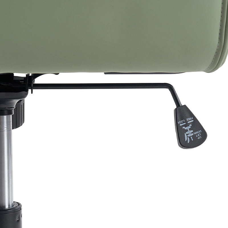Chaise de bureau ergonomique en similicuir avec hauteur réglable, pivotante et pieds en métal noir | Sauge / Camel / Noir / Vert | Siège individuel