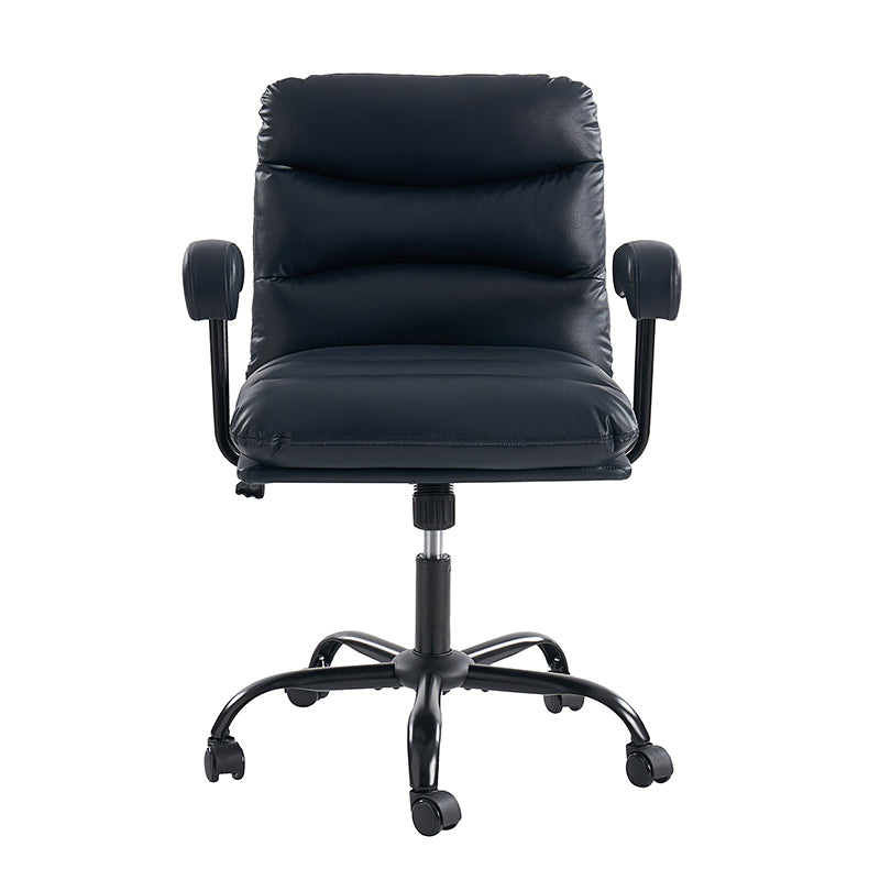 Chaise de bureau ergonomique en similicuir avec hauteur réglable, pivotante et pieds en métal noir | Sauge / Camel / Noir / Vert | Siège individuel