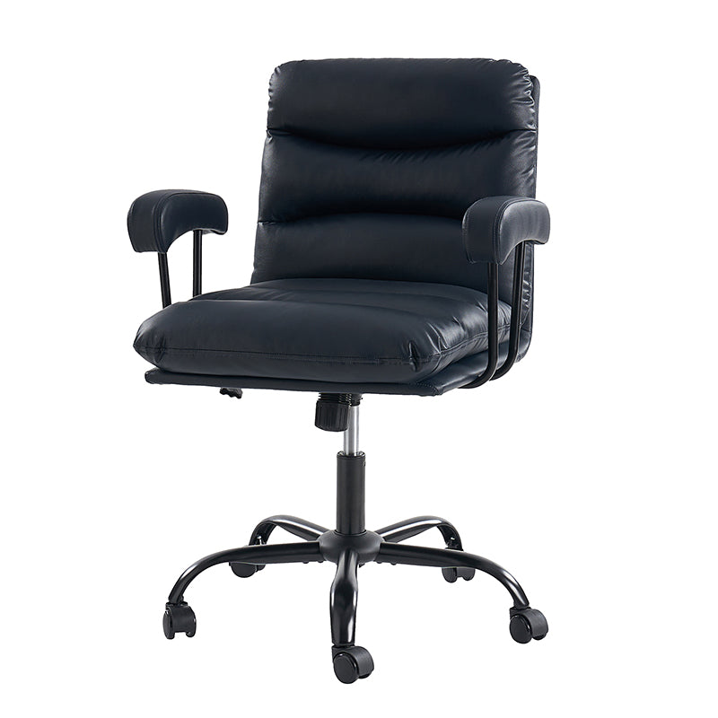 Chaise de bureau ergonomique en similicuir avec hauteur réglable, pivotante et pieds en métal noir | Sauge / Camel / Noir / Vert | Siège individuel
