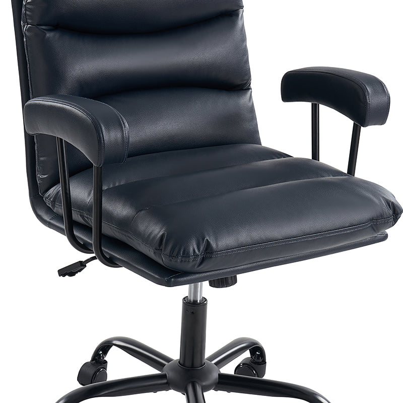 Chaise de bureau ergonomique en similicuir avec hauteur réglable, pivotante et pieds en métal noir | Sauge / Camel / Noir / Vert | Siège individuel