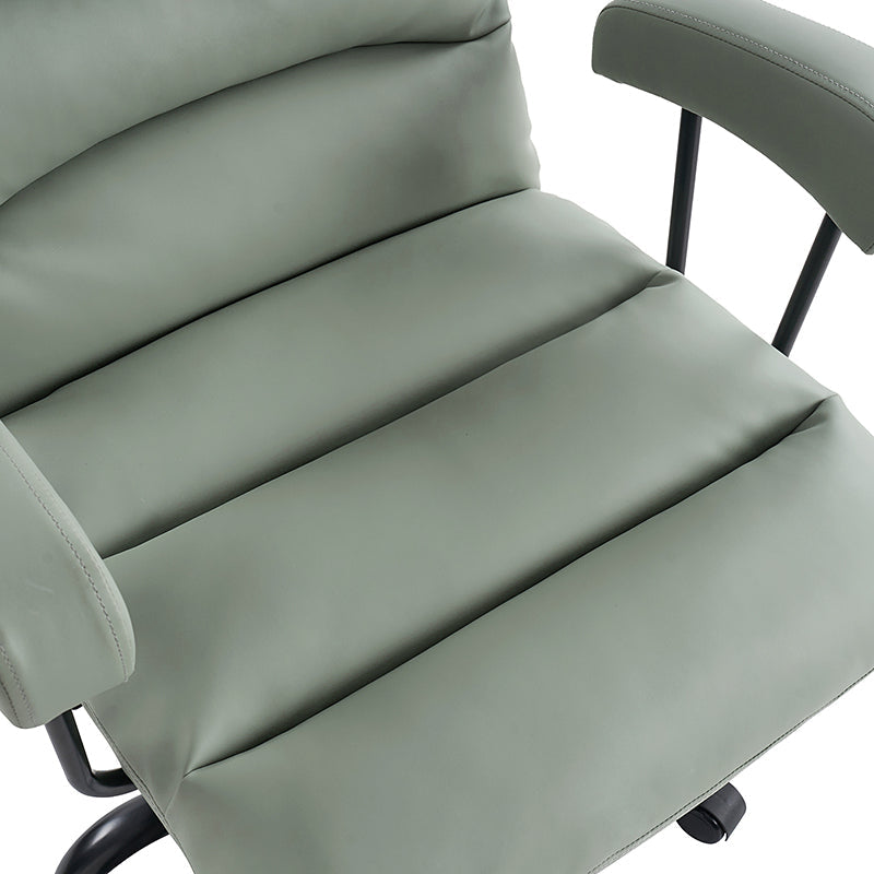 Chaise de bureau ergonomique en similicuir avec hauteur réglable, pivotante et pieds en métal noir | Sauge / Camel / Noir / Vert | Siège individuel