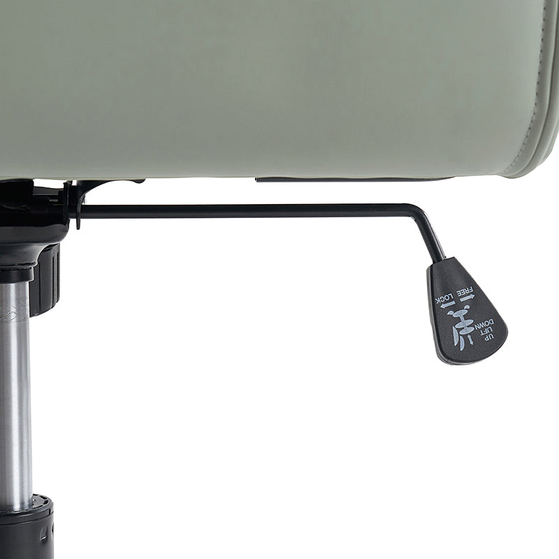 Chaise de bureau ergonomique en similicuir avec hauteur réglable, pivotante et pieds en métal noir | Sauge / Camel / Noir / Vert | Siège individuel