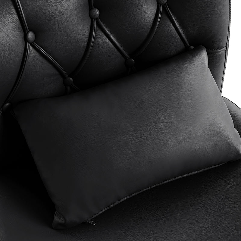Chaise de bureau sans accoudoirs avec dossier capitonné, hauteur réglable, inclinable et pivotante | Camel / Noir / Fauve / Bleu | Siège unique