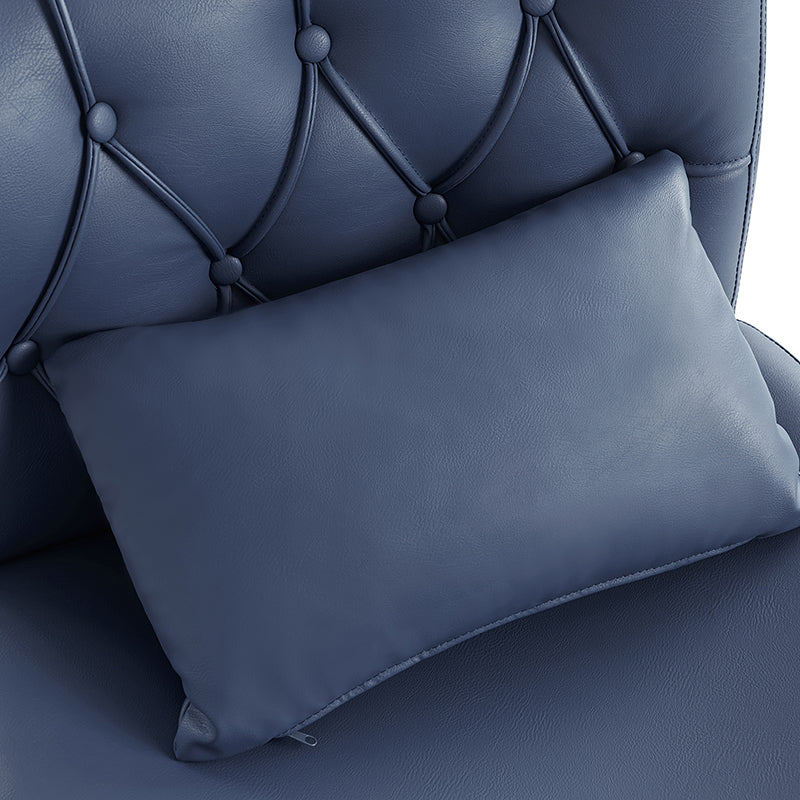 Chaise de bureau sans accoudoirs avec dossier capitonné, hauteur réglable, inclinable et pivotante | Camel / Noir / Fauve / Bleu | Siège unique