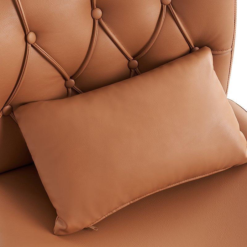Chaise de bureau sans accoudoirs avec dossier capitonné, hauteur réglable, inclinable et pivotante | Camel / Noir / Fauve / Bleu | Siège unique