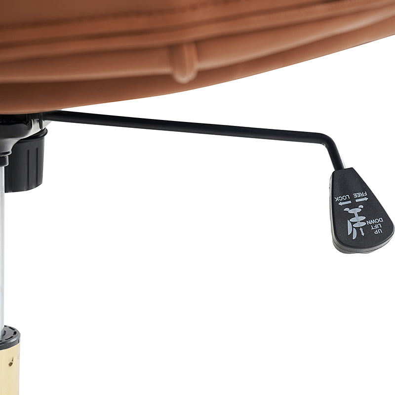 Chaise de bureau sans accoudoirs avec dossier capitonné, hauteur réglable, inclinable et pivotante | Camel / Noir / Fauve / Bleu | Siège unique