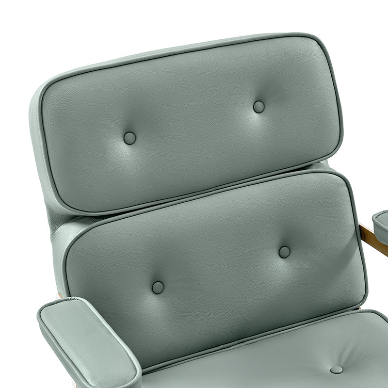 Fauteuil de bureau pivotant en similicuir avec dossier inclinable, pieds dorés et roulettes Globe | Camel / Ivoire / Sauge / Noir | Un siège