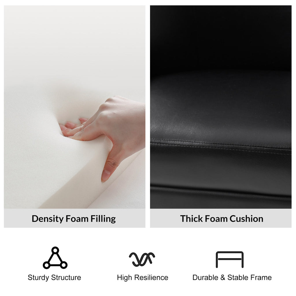 Chaise de bureau à dossier haut en cuir PU avec clous décoratifs en cuivre, hauteur réglable et pivotante | Camel / Noir / Marron | Un siège