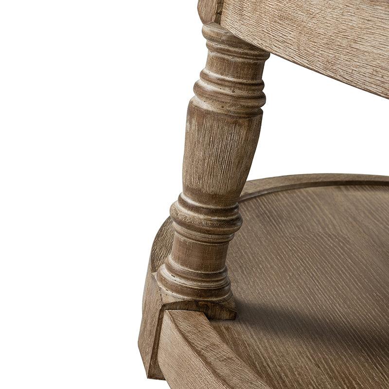 Table basse de salon ottoman capitonnée ronde avec clous décoratifs, étagère de rangement et pieds en bois massif | Lin / Ivoire / Bleu / Gris | Unité