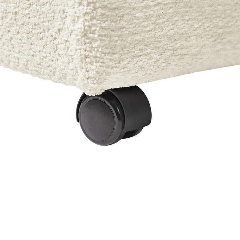 Pouffe de rangement cubique à plateau relevable avec poignée à amortissement, roulettes blocables et pieds en métal noir | Beige / Ivoire / Gris | Simple