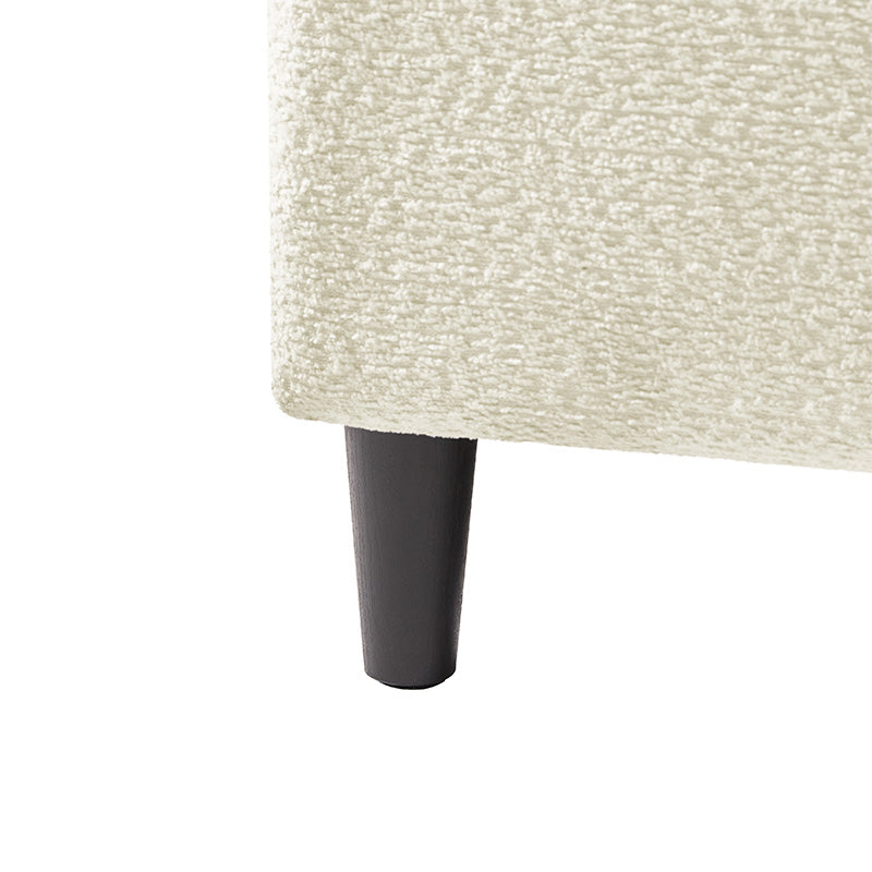 Pouffe de rangement cubique à plateau relevable avec poignée à amortissement, roulettes blocables et pieds en métal noir | Beige / Ivoire / Gris | Simple