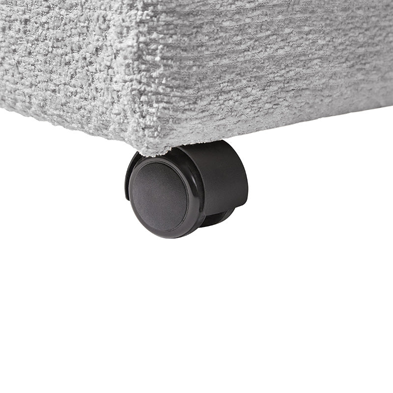 Pouffe de rangement cubique à plateau relevable avec poignée à amortissement, roulettes blocables et pieds en métal noir | Beige / Ivoire / Gris | Simple