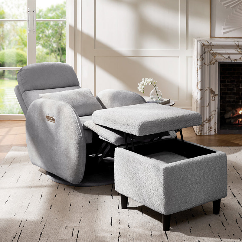 Pouffe de rangement cubique à plateau relevable avec poignée à amortissement, roulettes blocables et pieds en métal noir | Beige / Ivoire / Gris | Simple