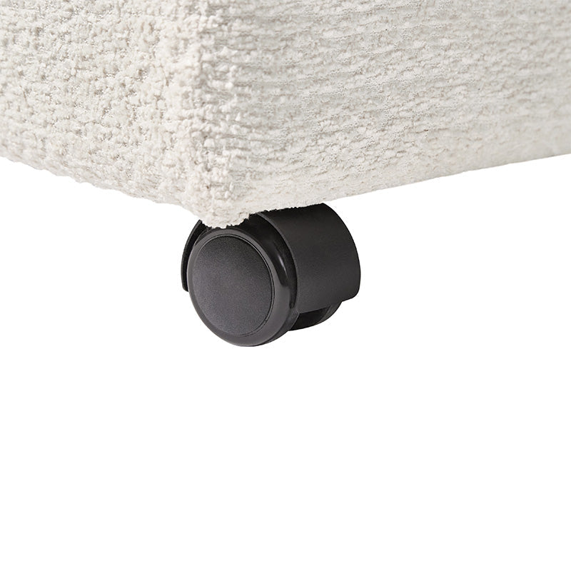 Pouffe de rangement cubique à plateau relevable avec poignée à amortissement, roulettes blocables et pieds en métal noir | Beige / Ivoire / Gris | Simple