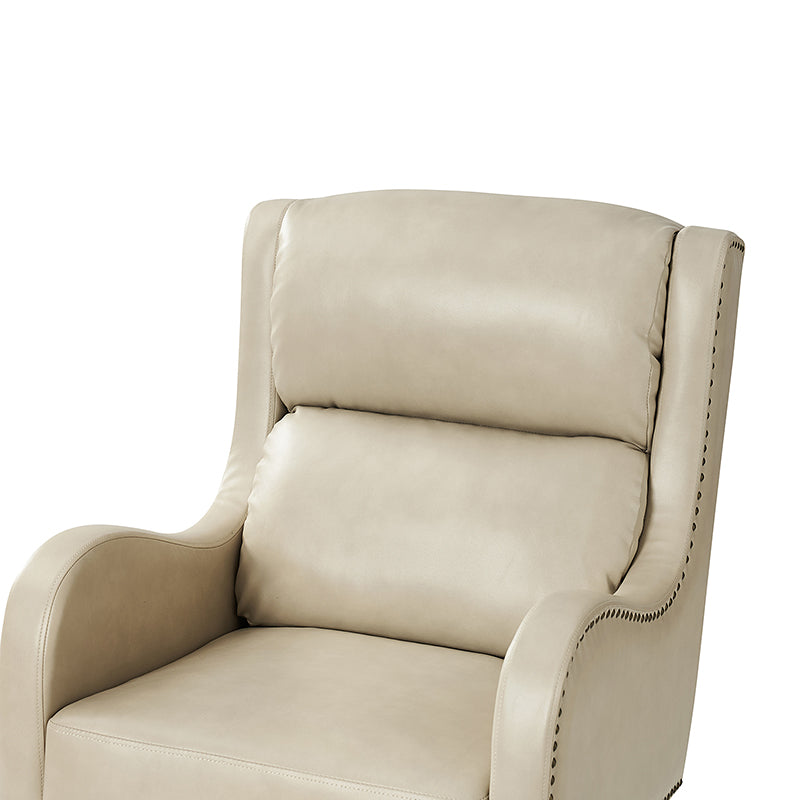 Fauteuil de bureau exécutif en cuir PU avec hauteur réglable, inclinaison centrale et pieds en bois d'hévéa | Bleu marine / Beige / Camel | Siège simple