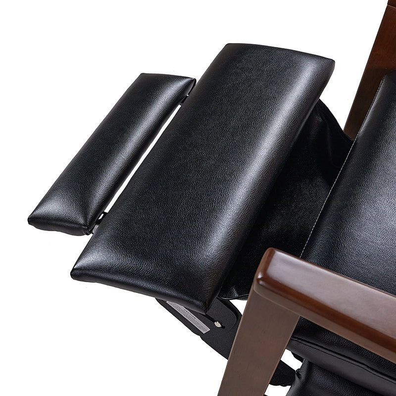 Fauteuil inclinable manuel en cuir PU avec accoudoirs et pieds en hévéa | Camel / Bleu marine / Noir / Marron | Une place