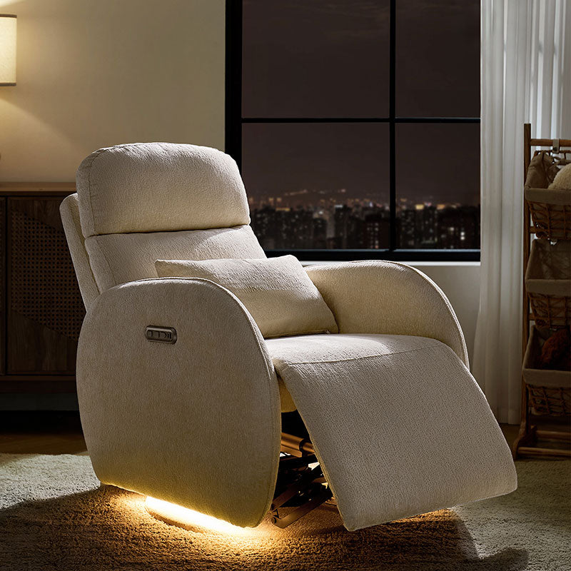 Fauteuil inclinable d'allaitement électrique à bascule avec rotation à 270°, 3 modes de balancement et appui-tête réglable | Blanc / Gris / Beige / Mousse | Siège individuel
