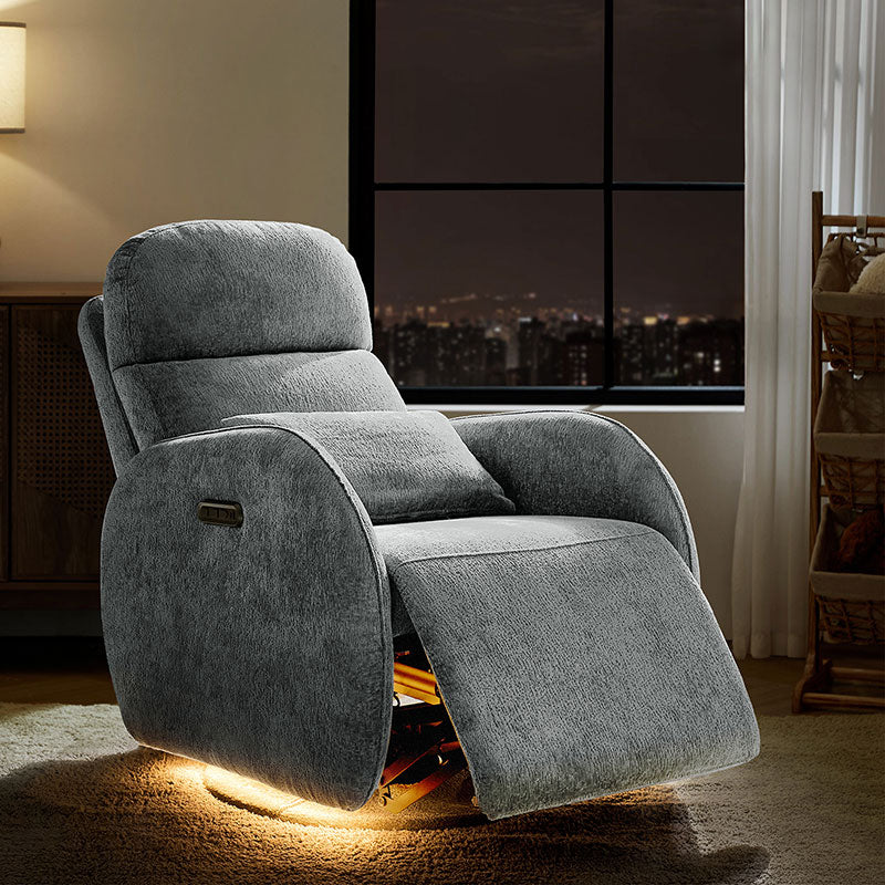 Fauteuil inclinable d'allaitement électrique à bascule avec rotation à 270°, 3 modes de balancement et appui-tête réglable | Blanc / Gris / Beige / Mousse | Siège individuel