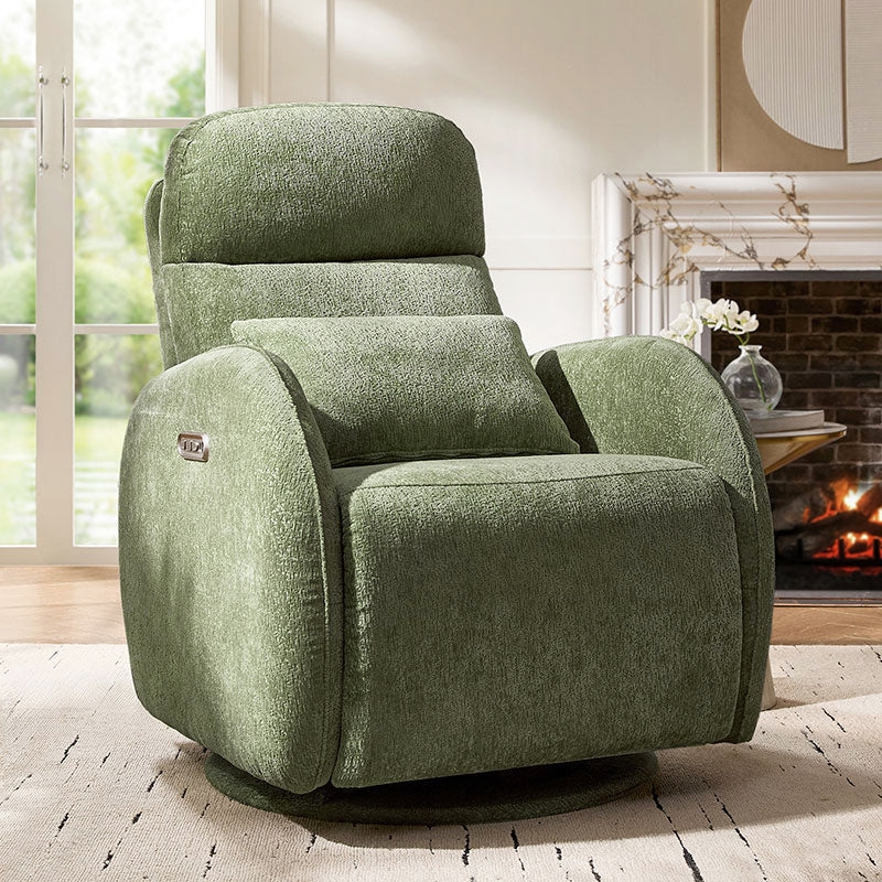 Fauteuil inclinable d'allaitement électrique à bascule avec rotation à 270°, 3 modes de balancement et appui-tête réglable | Blanc / Gris / Beige / Mousse | Siège individuel