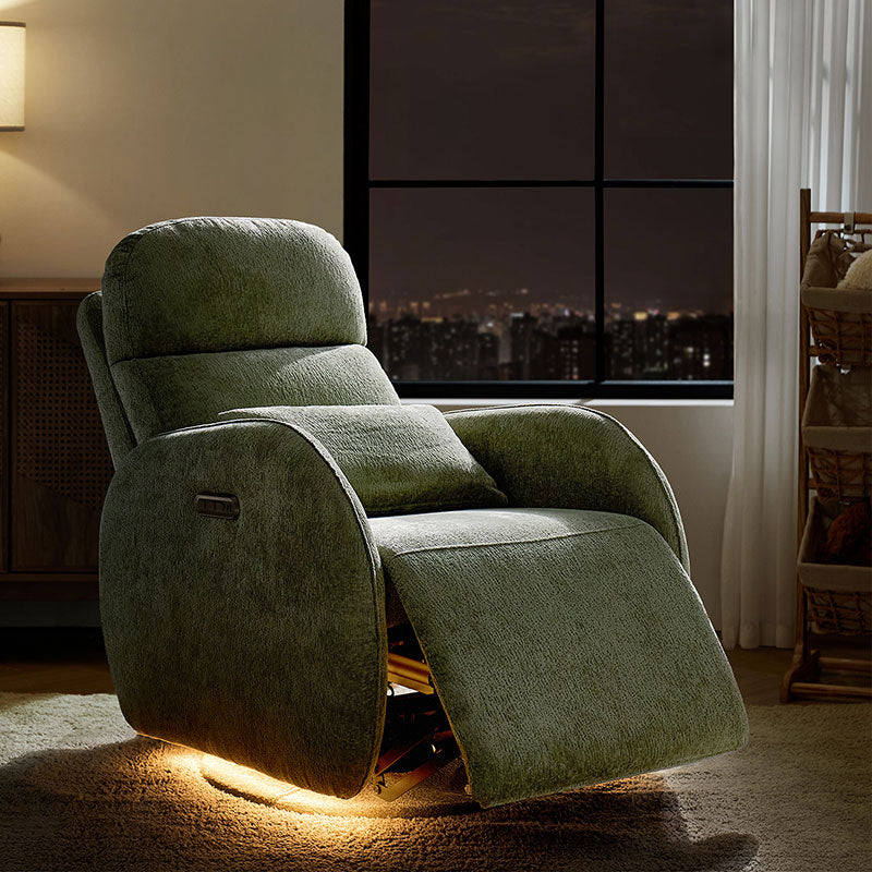 Fauteuil inclinable d'allaitement électrique à bascule avec rotation à 270°, 3 modes de balancement et appui-tête réglable | Blanc / Gris / Beige / Mousse | Siège individuel