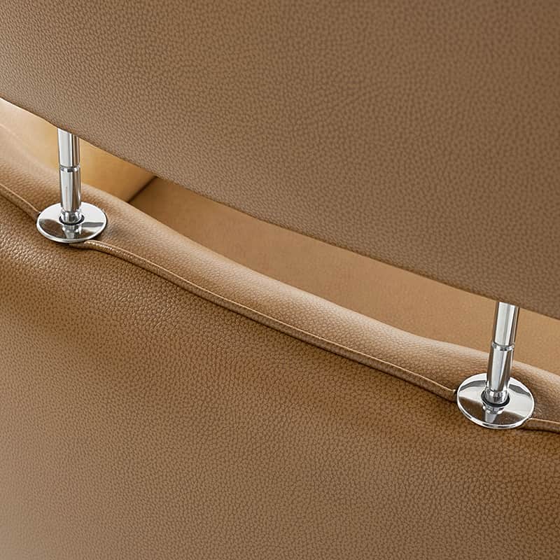 Fauteuil pivotant en cuir véritable avec appuie-tête et accoudoirs réglables | Blanc / Camel | Une place