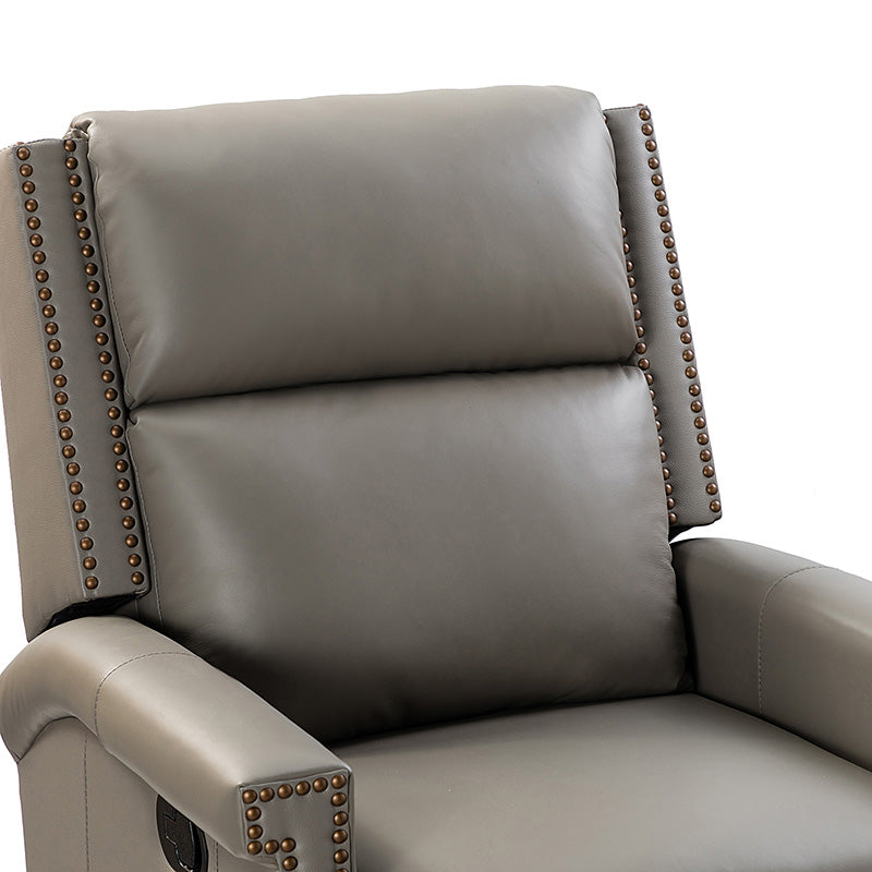Fauteuil inclinable, pivotant et à bascule Wingback en cuir véritable avec clous en laiton et deux positions manuelles | Camel / Marine / Saddle / Marron / Sauge / Tourterelle / Beige / Turquoise / Bordeaux | Siège unique