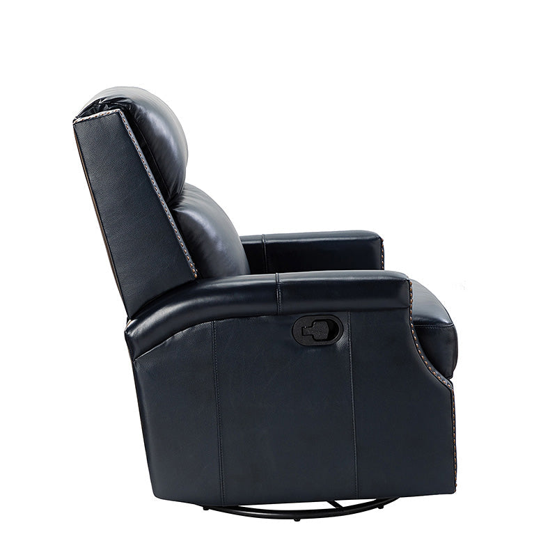 Fauteuil inclinable, pivotant et à bascule Wingback en cuir véritable avec clous en laiton et deux positions manuelles | Camel / Marine / Saddle / Marron / Sauge / Tourterelle / Beige / Turquoise / Bordeaux | Siège unique