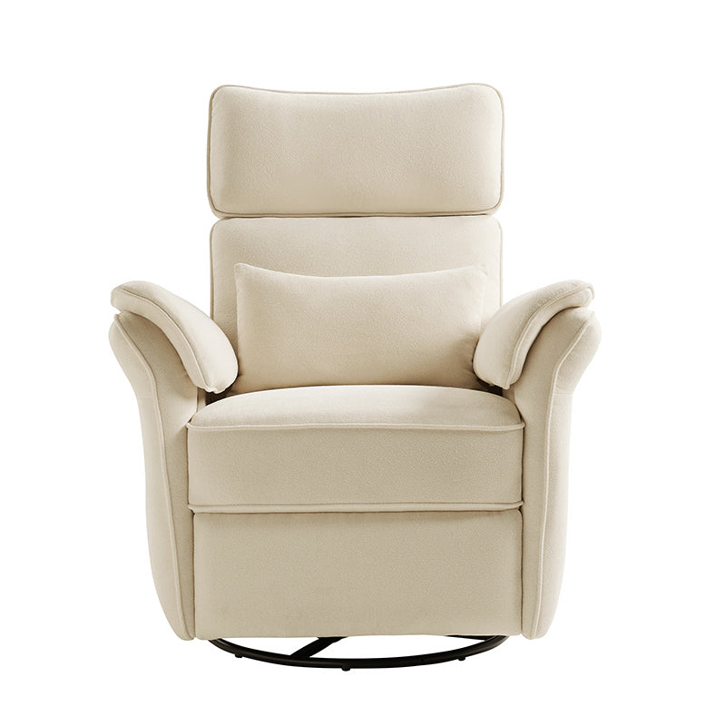 Fauteuil planeur électrique de nurserie avec accoudoirs et appuie-tête réglables, oreiller lombaire amovible, repose-pieds synchronisé et port USB | Beige / Blanc / Gris / Bleu marine / Bleu / Avoine / Mousse / Rose | Monoplace