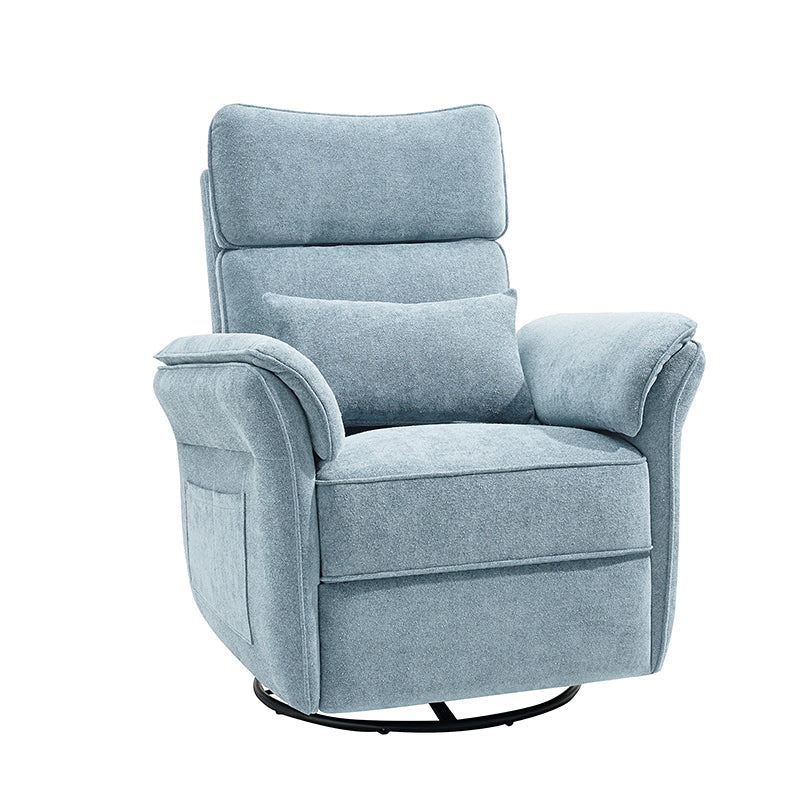 Fauteuil planeur électrique de nurserie avec accoudoirs et appuie-tête réglables, oreiller lombaire amovible, repose-pieds synchronisé et port USB | Beige / Blanc / Gris / Bleu marine / Bleu / Avoine / Mousse / Rose | Monoplace