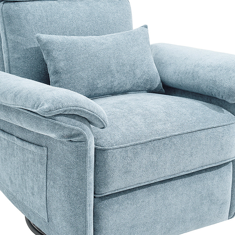 Fauteuil planeur électrique de nurserie avec accoudoirs et appuie-tête réglables, oreiller lombaire amovible, repose-pieds synchronisé et port USB | Beige / Blanc / Gris / Bleu marine / Bleu / Avoine / Mousse / Rose | Monoplace