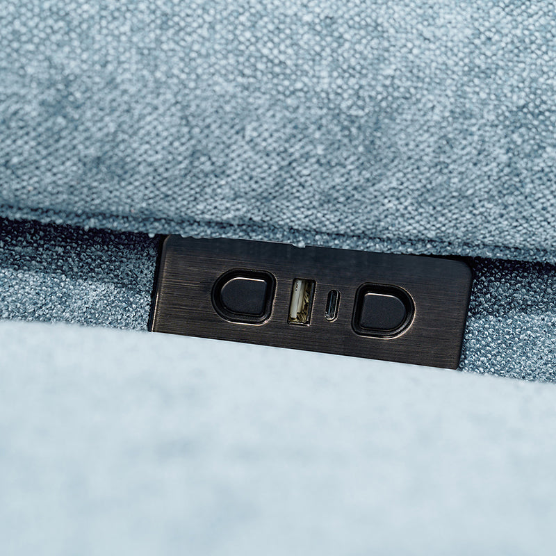 Fauteuil planeur électrique de nurserie avec accoudoirs et appuie-tête réglables, oreiller lombaire amovible, repose-pieds synchronisé et port USB | Beige / Blanc / Gris / Bleu marine / Bleu / Avoine / Mousse / Rose | Monoplace