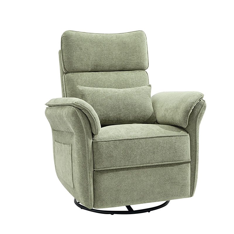 Fauteuil planeur électrique de nurserie avec accoudoirs et appuie-tête réglables, oreiller lombaire amovible, repose-pieds synchronisé et port USB | Beige / Blanc / Gris / Bleu marine / Bleu / Avoine / Mousse / Rose | Monoplace