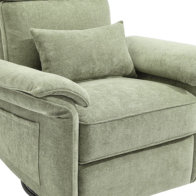 Fauteuil planeur électrique de nurserie avec accoudoirs et appuie-tête réglables, oreiller lombaire amovible, repose-pieds synchronisé et port USB | Beige / Blanc / Gris / Bleu marine / Bleu / Avoine / Mousse / Rose | Monoplace