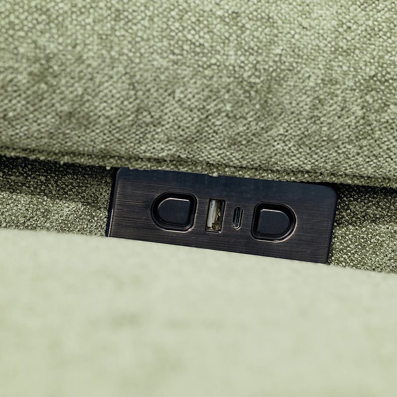 Fauteuil planeur électrique de nurserie avec accoudoirs et appuie-tête réglables, oreiller lombaire amovible, repose-pieds synchronisé et port USB | Beige / Blanc / Gris / Bleu marine / Bleu / Avoine / Mousse / Rose | Monoplace