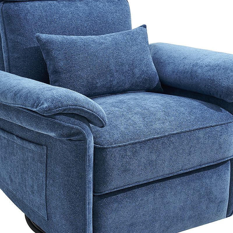 Fauteuil planeur électrique de nurserie avec accoudoirs et appuie-tête réglables, oreiller lombaire amovible, repose-pieds synchronisé et port USB | Beige / Blanc / Gris / Bleu marine / Bleu / Avoine / Mousse / Rose | Monoplace