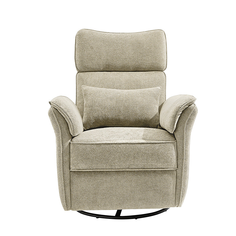 Fauteuil planeur électrique de nurserie avec accoudoirs et appuie-tête réglables, oreiller lombaire amovible, repose-pieds synchronisé et port USB | Beige / Blanc / Gris / Bleu marine / Bleu / Avoine / Mousse / Rose | Monoplace