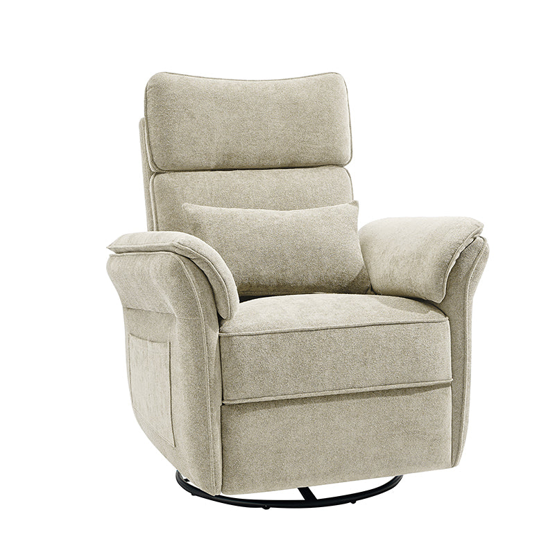 Fauteuil planeur électrique de nurserie avec accoudoirs et appuie-tête réglables, oreiller lombaire amovible, repose-pieds synchronisé et port USB | Beige / Blanc / Gris / Bleu marine / Bleu / Avoine / Mousse / Rose | Monoplace