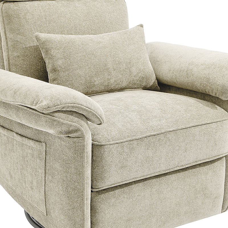 Fauteuil planeur électrique de nurserie avec accoudoirs et appuie-tête réglables, oreiller lombaire amovible, repose-pieds synchronisé et port USB | Beige / Blanc / Gris / Bleu marine / Bleu / Avoine / Mousse / Rose | Monoplace