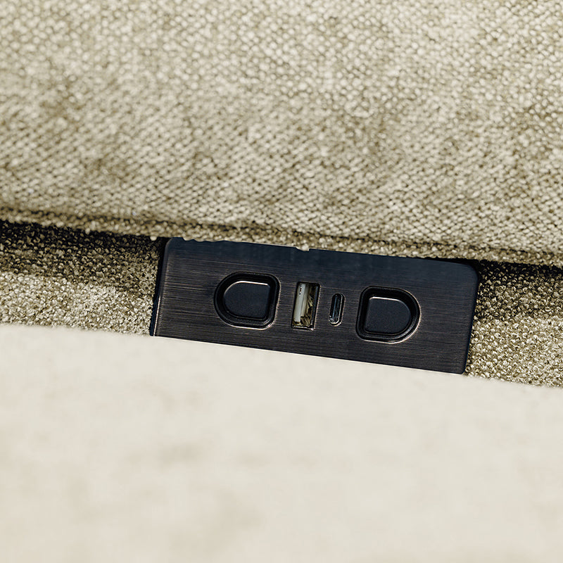 Fauteuil planeur électrique de nurserie avec accoudoirs et appuie-tête réglables, oreiller lombaire amovible, repose-pieds synchronisé et port USB | Beige / Blanc / Gris / Bleu marine / Bleu / Avoine / Mousse / Rose | Monoplace