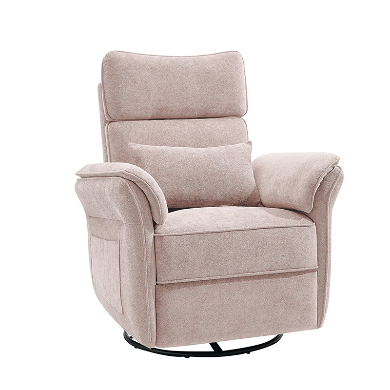 Fauteuil planeur électrique de nurserie avec accoudoirs et appuie-tête réglables, oreiller lombaire amovible, repose-pieds synchronisé et port USB | Beige / Blanc / Gris / Bleu marine / Bleu / Avoine / Mousse / Rose | Monoplace