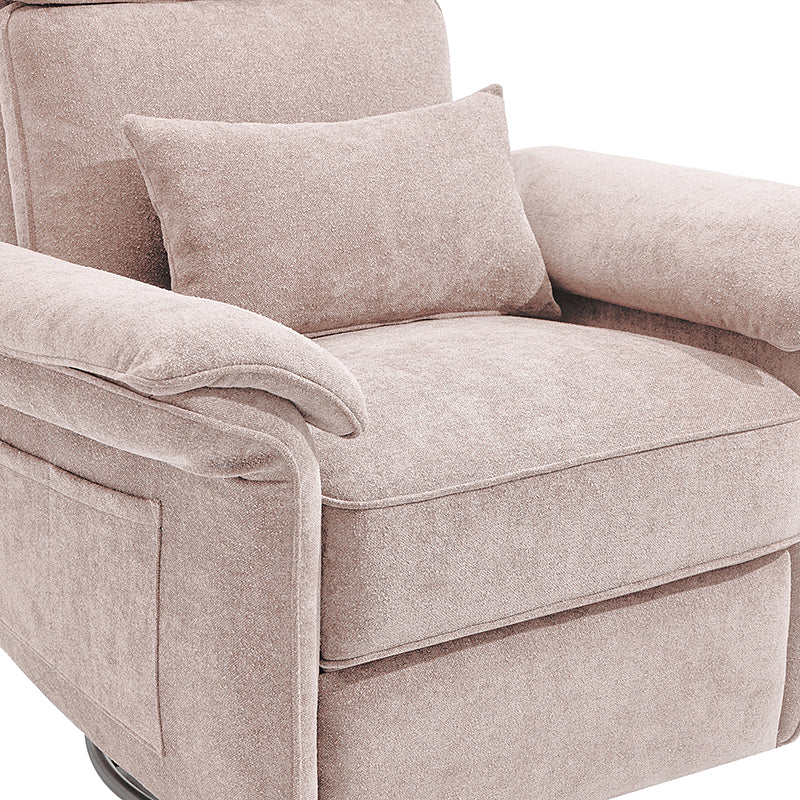 Fauteuil planeur électrique de nurserie avec accoudoirs et appuie-tête réglables, oreiller lombaire amovible, repose-pieds synchronisé et port USB | Beige / Blanc / Gris / Bleu marine / Bleu / Avoine / Mousse / Rose | Monoplace